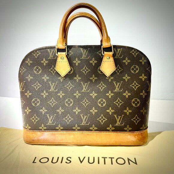 Authentic Louis Vuitton Alma Satchel Bag MM Medium Monogram with Dust Bag& Charm - Picture 1 of 9